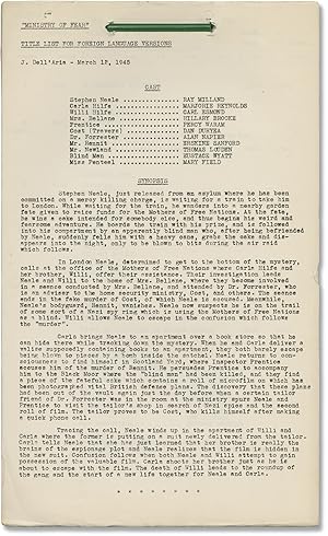 Ministry of Fear (Original post-production script for the 1944 film)