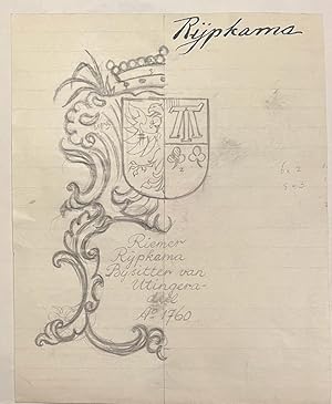 Wapenkaart/Coat of Arms: Original preparatory drawing of Rijpkama Coat of Arms/Family Crest, 1 p.