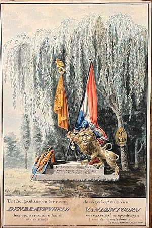 Original drawing ca 1851? Indië I Tekening van monument met Hollandse leeuw: Johannis Adrianus st...