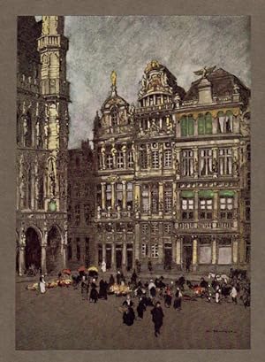 The Grand Palace in Brussels, also known as the Grand Place, Historical Watercolour Print