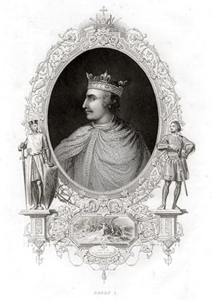 Henry I, Legacy and Governance in Medieval England,1860s Steel Engraved Portrait