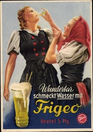 Künstler Ansichtskarte / Postkarte Wunderbar schmeckt Wasser mit Frigeo, Brauselimonaden-Pulver, ...