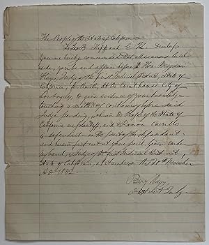 Court Summons Autograph Letter Signed by Benjamin Ignatius Hayes, First District Judge of Los Ang...