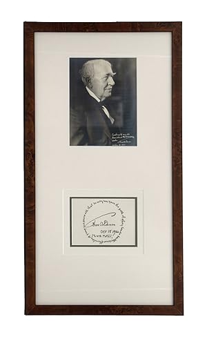 Autograph Note Signed, "Thos. A. Edison" on his first visit to Schenectady in 30 years, for the C...