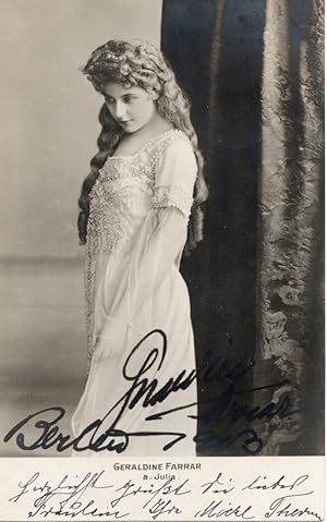 FARRAR, Geraldine Opera singer signed dedicated photo postcard