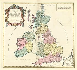 Britannicae Insulae in quibus, Albion Seu Britannia Major, et Ivernia Seu Britannia Minor juxta P...