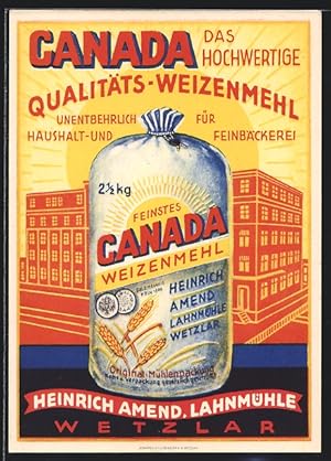 Künstler-Ansichtskarte Wetzlar, Reklame für Canada Weizenmehl der Lahnmühle von Heinrich Amend