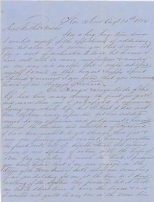 A Lengthy Letter Detailing Family in New Orleans and a Nearby Plantation and Discussing The Insur...