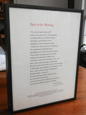 Early In The Morning (Signed, Framed, Poetry Broadside)