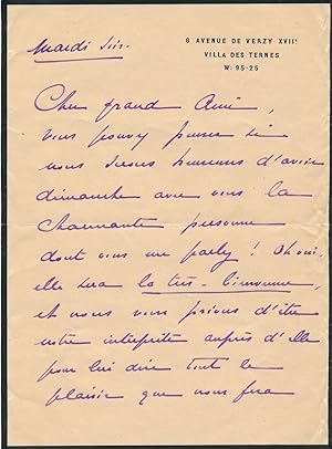 Magdeleine GODARD lettre autographe signée violoniste