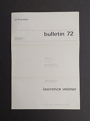 Art & Project Bulletin nr. 72 - Lawrence Weiner