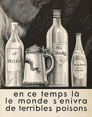 1930s Vintage French Art Deco Print - Nicolas, En ce temps là le monde s'enivra de terribles pois...