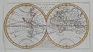 Antique Map WORLD in HEMISPHERES, California as island, John Senex original 1749