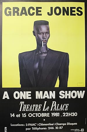 "Grace JONES : A ONE MAN SHOW" THEATRE LE PALACE 14 et 15 OCTOBRE Affiche originale entoilée / Ph...