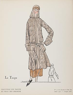 La taupe - Manteau en taupe et peau de chamois (Croquis N°LIII, La Gazette du Bon ton, 1922 n°7)