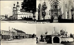 Ansichtskarte / Postkarte Frauenkirchen im Burgenland, Kirche, Inneres, Friedhof, Straßenansicht