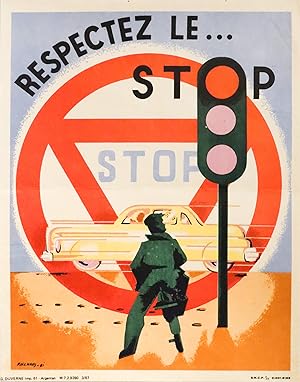 1967 French Road Safety poster - Respectez le Stop, SNCF