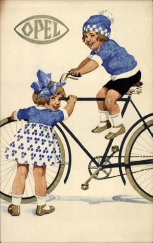 Ansichtskarte / Postkarte Opel Fahrrad, Reklame, Kinder