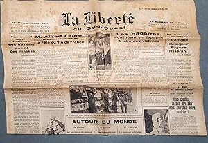La liberté du Sud-Ouest N° 9914 du 22 mai 1936. Albert Lebrun, Troubles en Espagne. 22 mai 1936.