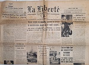 La liberté du Sud-Ouest N° 10398 du 23 juin 1938. Guerre d'Espagne, diplomatie 23 juin 1938.