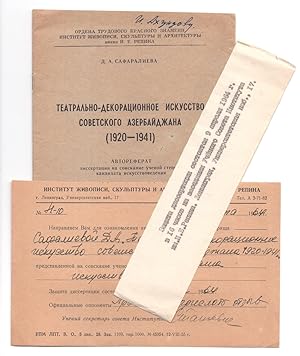 Teatralno-Dekoratsionnoe iskusstvo Sovetskogo Azerbaidzhana (1920-1941): aftoreferat dissertatsii...