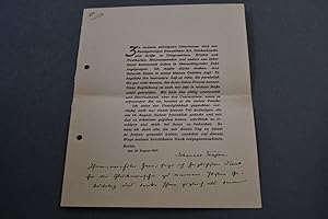 Gedruckte und handschriftlich unterschriebene Dankkarte des Danziger Schriftstellers Johann Troja...