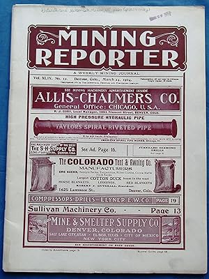MINING REPORTER - A WEEKLY MINING JOURNAL. Vol. XLIX, No. 12 (March 24, 1904).