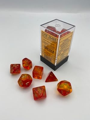 Gemini® Polyhedral Translucent Red-Yellow/gold 7-Die Set