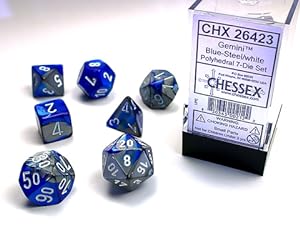 Gemini® Polyhedral Blue-Steel/white 7-Die Set