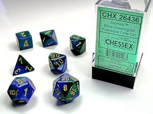 Gemini® Polyhedral Blue-Green/gold 7-Die Set