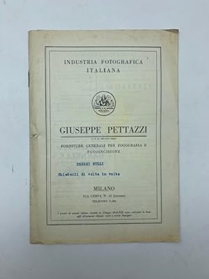 Industria fotografica italiana Giuseppe Pettazzi. Forniture generali per fotografia e fotoincisione