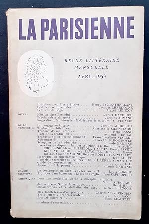 La Parisienne. Revue littéraire mensuelle : n°4, avril 1953.