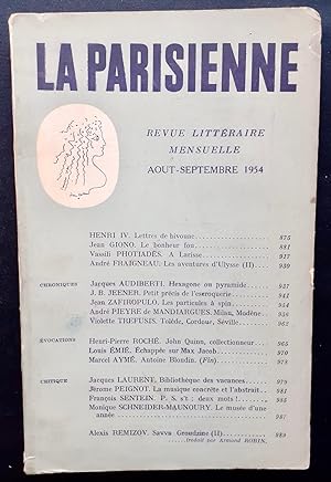 La Parisienne. Revue littéraire mensuelle : n°20, août-septembre 1954.
