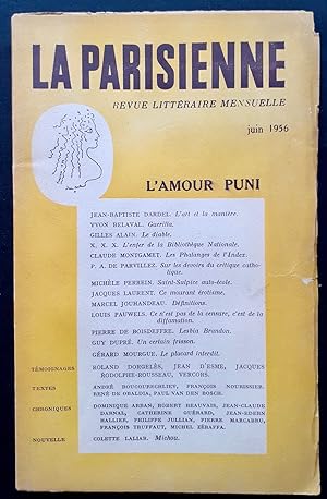 La Parisienne. Revue littéraire mensuelle : n°34, juin 1956, L'Amour puni.