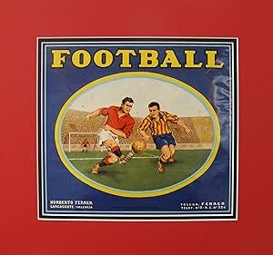 1940's Original Vintage Spanish Fruit Crate Label - Football - Norberto Ferrer - Carcagente Espana
