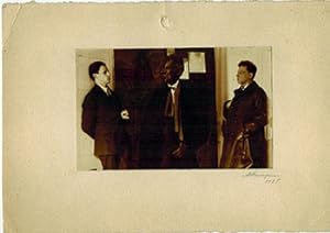 Portrait of the Russian director Vsevolod Meyerhold with the artist Piotr Williams in front of th...