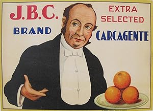 1930-40 Vintage Spanish Orange Label, J.B.C. Brand Oranges - Unknown