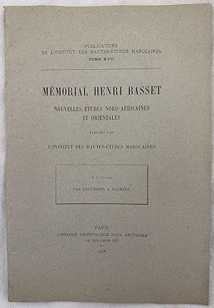 MEMORIAL HENRI BASSET NOUVELLES ETUDES NORD AFRICAINES ET ORIENTALES PUBLIEES PAR L'INSTITUT DES ...