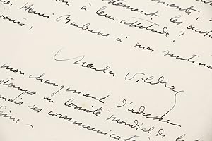 Lettre autographe datée et signée à propos de la constitution d'une Ligue Internationale des écri...
