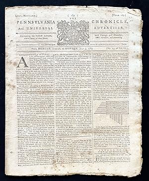 RARE 1769 Philadelphia Newspaper with Printing of the Maryland Non-Importation Agreement in Prote...