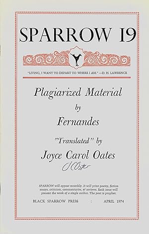 Plagiarized Material by Fernandes "Translated" by Joyce Carol Oates [Sparrow 19]