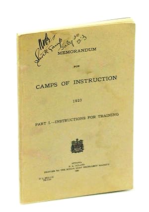 Memorandum for Camps of Instruction 1923, Part I - Instructions for Training, H.Q. 9801-1-31 5M-4-23