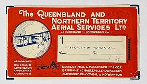 Original Vintage Luggage Label - The Queensland and Northern Territory Aerial Services Ltd (QANTAS)