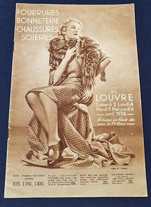 Catalogue Au Louvre - Fourrures - Bonneterie - Chaussures - Soieries Avril 1938