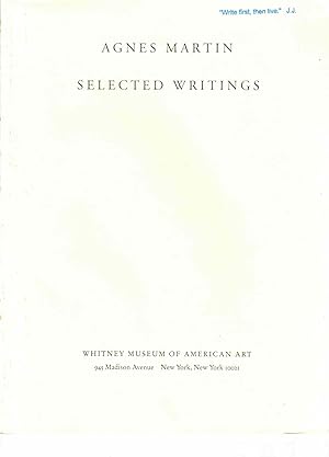 Agnes Martin Selected Writings