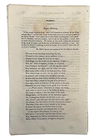 "Negro Slavery": A Poem- 1831