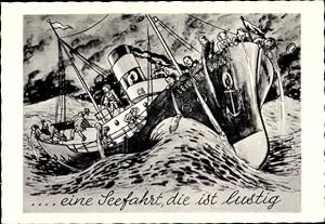 Ansichtskarte / Postkarte Seekranke Passagiere, Dampfer Leichte Brise