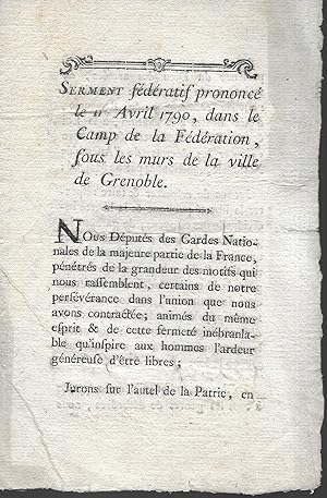 Serment fédératif prononcé le 11 avril 1790