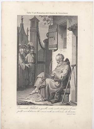 Carlo V° nel Monastero di S. Giusto de Gerolimini - Incisone tratta dal volume "La Stella d'Itali...