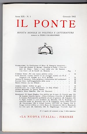 Il Ponte Rivista di dibattito politico e culturale fondata da Pietro Calamandrei - Annata 1963 co...